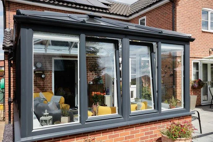 Dual anthracite grey uPVC tilt and turn window
